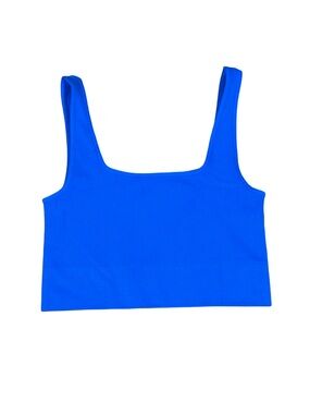 Joja Blue Ribbed Athletic Tank Top Nylon Spandex NWOT